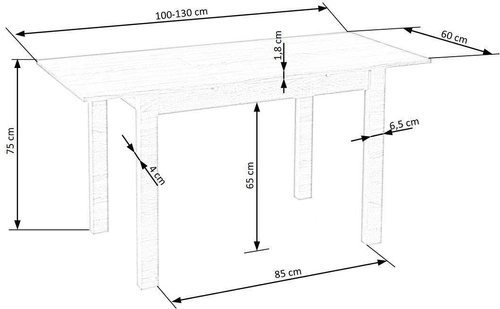 Stół rozkładany Nigot biały do jadalni i kuchni nowoczesny prostokątny 100-135x60 cm Intesi