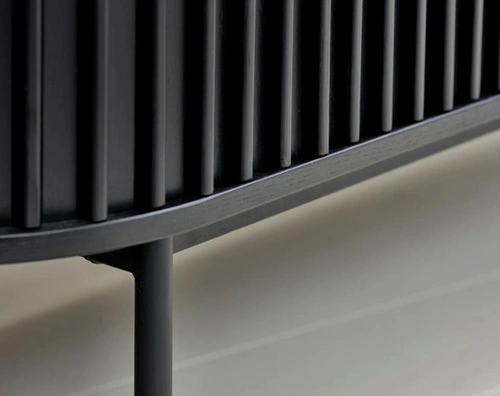 Komoda Siena czarna ryflowana 160 cm nowoczesna komoda do salonu