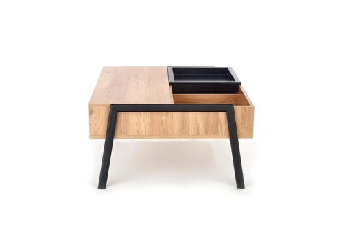 Stolik kawowy Mobis prostokątny z podnoszonym blatem i półką loftowy do salonu Intesi