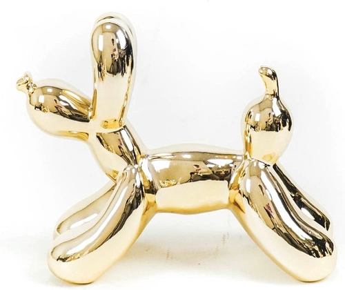 Figurka dekoracyjna Pies balon złoty HV decor nowoczesna na komodę do salonu 18 cm