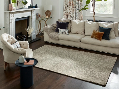 Dywan wełniany boho do salonu Atoll Hempseed 170x240cm beżowy ręcznie tkany CARPETS & MORE