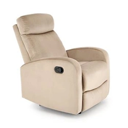 Fotel rozkładany do salonu Veral welwet beżowy nowoczesny z funkcją relax i kołyski
