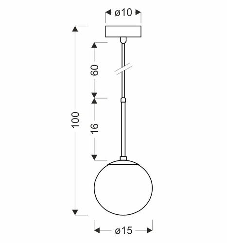 Lampa wisząca Pompei biała szklana kula 15 cm do kuchni i jadalni regulowana
