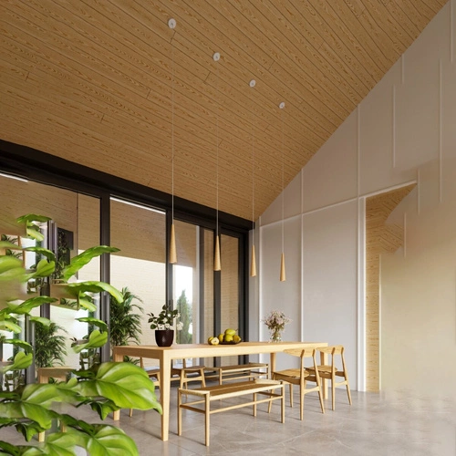 Lampa wisząca drewniana SULA 1 regulowana do kuchni i jadalni nowoczesny styl