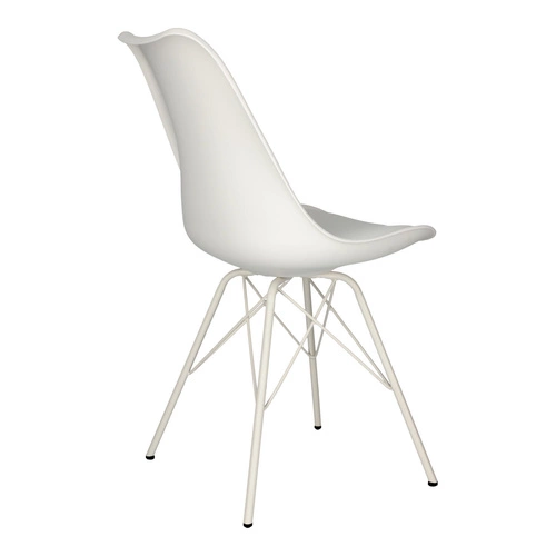 Krzesło do jadalni Eris PP Actona białe nowoczesne z poduszką ze skóry ekologicznej