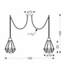 Lampa wisząca Primo p czarny+złoty 2x60W  E27 klosz czarny