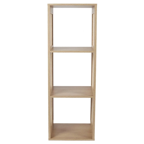 Regał na książki Kali 3 półki skandynawski rattanowy naturalny do salonu i sypialni Intesi