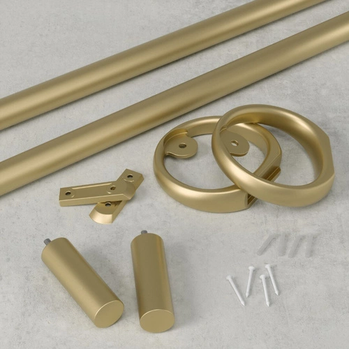 Karnisz pojedynczy Ringlet Umbra złoty regulowany nowoczesny do salonu lub sypialni