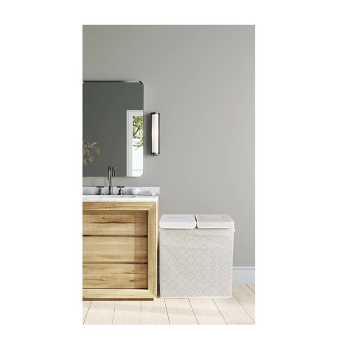 Intesi nowoczesny kosz na pranie 2 komory z pokrywą składany szary do łazienki 50x41x57