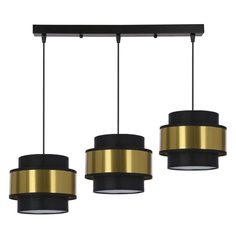 Lampa wisząca Prestige czarny 3x40W E27  abażur czarny+złoty