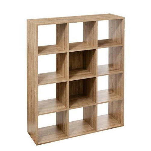 Regał na książki Kali 12 półek drewniany skandynawski do salonu i biura naturalny 5five