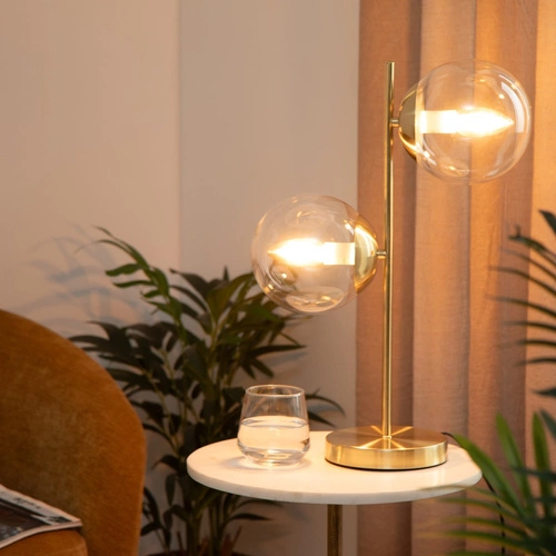 Lampka nocna glamour szklana Collectionneur złota do sypialni i salonu Atmosphera 48 cm