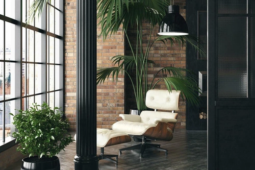 Fotel obrotowy Vip Lounge Chair skórzany do salonu z podnóżkiem nowoczesny biały
