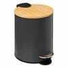 Kosz na śmieci do łazienki Modern 3l szary nowoczesny z pedałem i bambusową pokrywą 5five