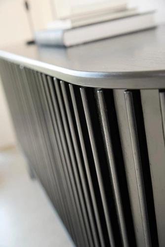 Komoda Siena czarna ryflowana 160 cm nowoczesna komoda do salonu