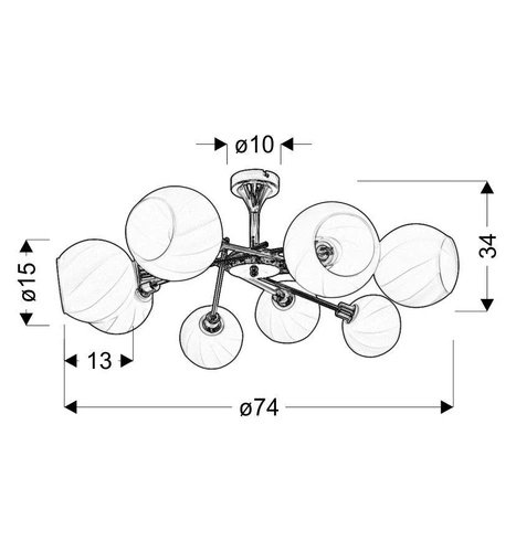 Nowoczesna lampa wisząca Raul 8-punktowa szklana chrom biała do salonu i sypialni