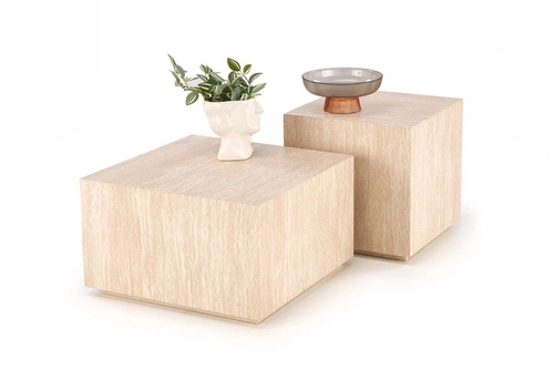 Stolik kawowy Travertino kwadratowy 60x60 nowoczesny do salonu imitacja trawertynu Intesi