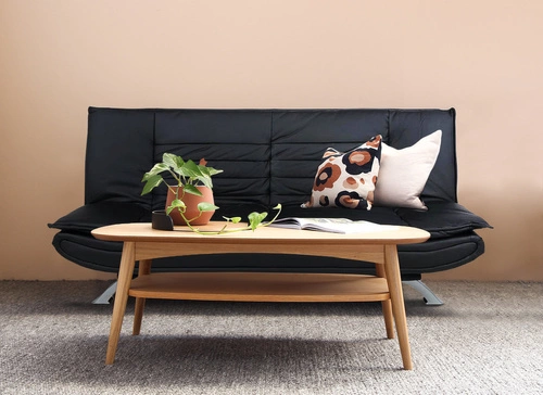 Sofa rozkładana z funkcją spania Faith 3 osobowa czarna eko skóra nowoczesna do salonu