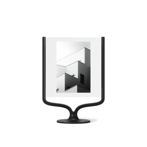 Ramka na zdjęcia 10x15 Wishbone Umbra czarna stojąca loftowa aluminiowa na biurko