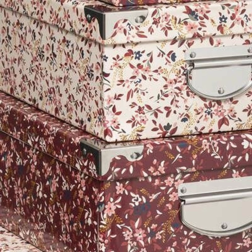 Zestaw 6 pudełek dekoracyjnych Delikatesse różowych do przechowywania nowoczesnych