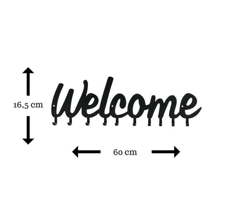 Wieszak ścienny Welcome czarny metalowy do przedpokoju na kurtki i klucze Intesi