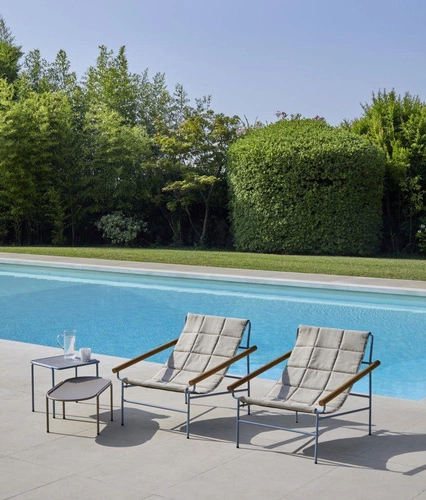 Fotel wypoczynkowy Glam outdoor do ogrodu i na taras, tkanina, styl glamour, z podłokietnikami