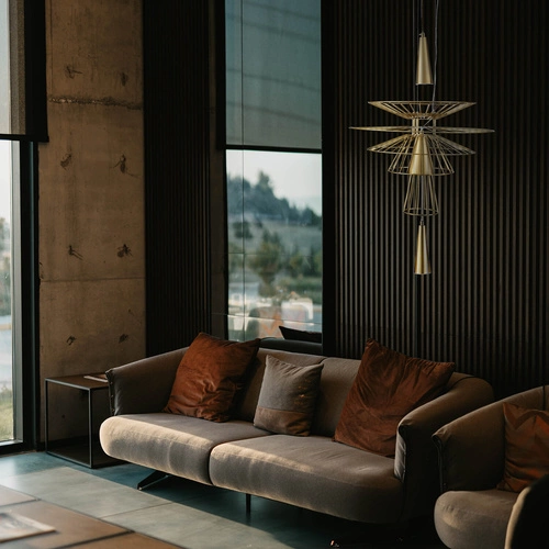 Lampa wisząca SUSSO L złota metalowa 60 cm nowoczesna do salonu i nad stół