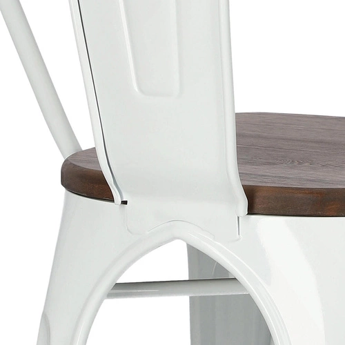 Krzesło do jadalni Paris Wood D2.DESIGN białe metalowe z drewnianym siedziskiem sosna