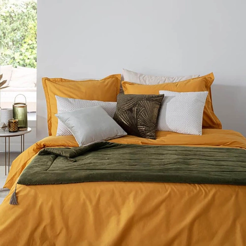 Narzuta aksamitna Atmosphera 80x180 cm khaki boho na łóżko do sypialni miękka