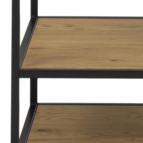 Regał metalowy Seaford dąb/czarny 77 cm industrialny na ubrania do garderoby i sypialni