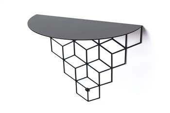 Nowoczesna półka ścienna Stiga czarna metalowa na książki i dekoracje do salonu POLYHEDRA