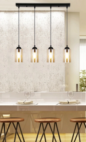 Lampa wisząca Bistro nowoczesna czarna szklana regulowana do kuchni i jadalni
