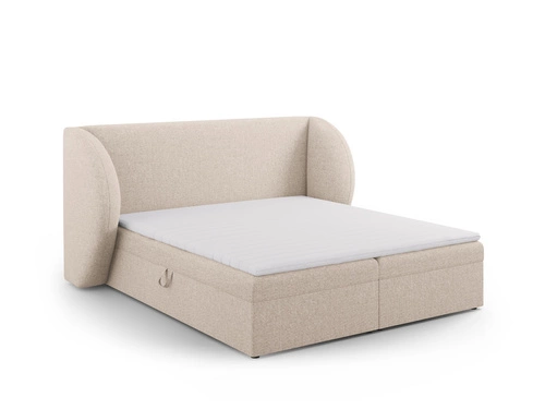 Łóżko tapicerowane Miley beżowe 140x200 z pojemnikiem nowoczesne do sypialni