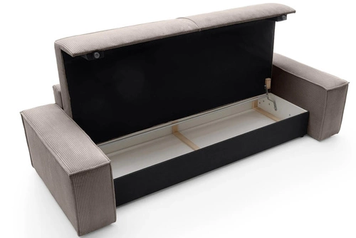 Sofa rozkładana Molde sztruksowa beżowa z funkcją spania i pojemnikiem do salonu