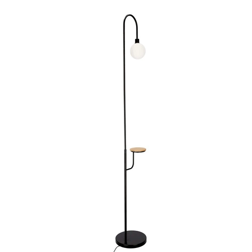 Lampa stojąca Vanity czarna z półką nowoczesna metalowa do salonu i sypialni 173 cm