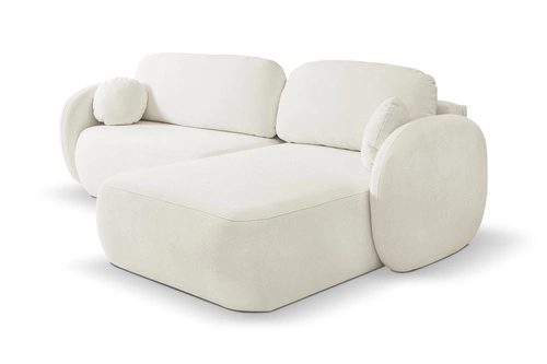 Narożnik z funkcją spania prawy Salby biały nowoczesny z pojemnikiem do salonu