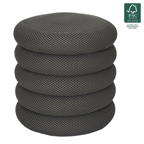 Pufa Atom szara okrągła ze schowkiem nowoczesna do salonu i sypialni Intesi 42 cm