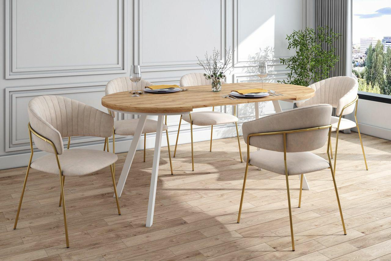 Stół rozkładany Monk dąb artisan/biały 90/90-180cm