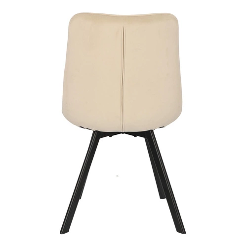 Krzesło tapicerowane welurowe Moly Intesi beżowe z czarnymi nogami do jadalni i salonu