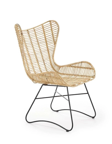Fotel rattanowy Ikar ogrodowy nowoczesny do salonu i na taras boho naturalny Intesi