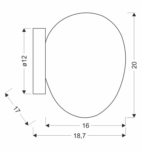Kinkiet STONES lampa 20cm 1x40W E27 klosz biały