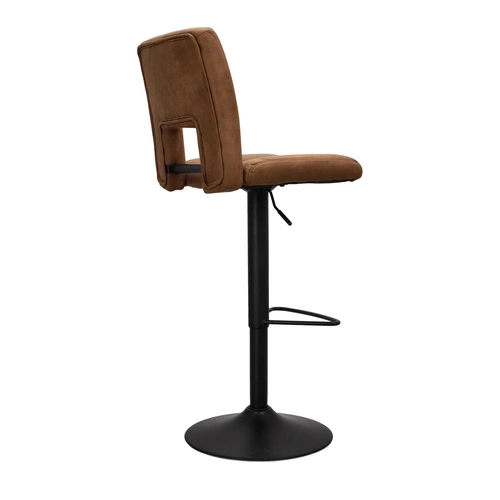 Hoker z oparciem Sylvia brązowy regulowany obrotowy nowoczesny do kuchni i jadalni Actona
