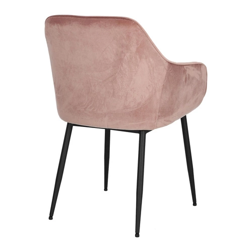 Krzesło tapicerowane Brooke Actona do jadalni różowe welurowe z podłokietnikami glamour