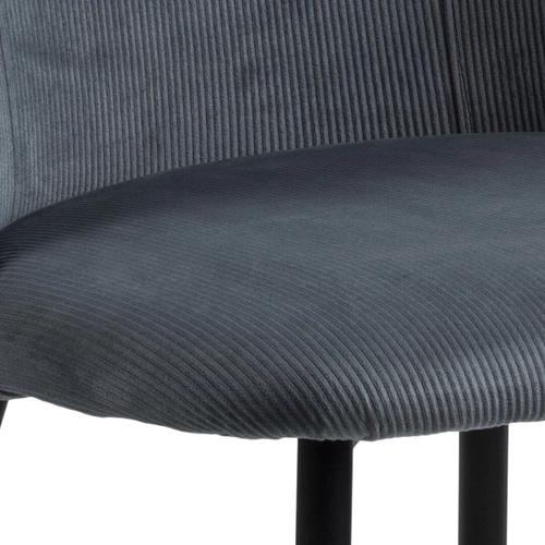 Krzesło tapicerowane Ines szare sztruks Actona do jadalni nowoczesne na czarnych nogach