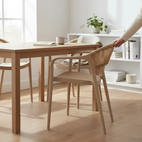 Krzesło Osma beżowe Intesi z polipropylenu boho sztaplowane łatwe czyszczenie