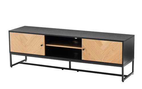 Szafka RTV Clar 160 cm nowoczesna drewniana stojąca do salonu dąb czarna Intesi