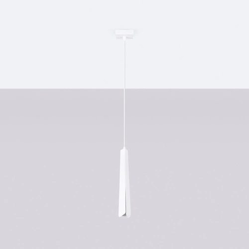 Lampa wisząca PRYSM 1 biała nowoczesna do salonu i kuchni stalowa pojedyncza 120 cm