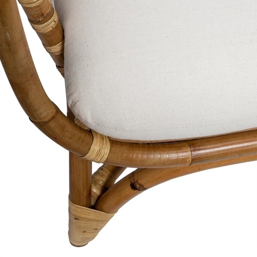 Sofa boho Farah Atmosphera rattanowa biała 2-osobowa z podłokietnikami do salonu