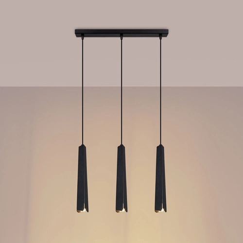 Lampa wisząca PRYSM 3L czarna skandynawska 3-punktowa do salonu, nad stół lub wyspę