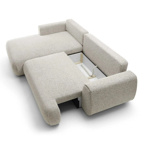 Narożnik z funkcją spania Ljung lewy nowoczesny beżowo-szary z pojemnikiem do salonu